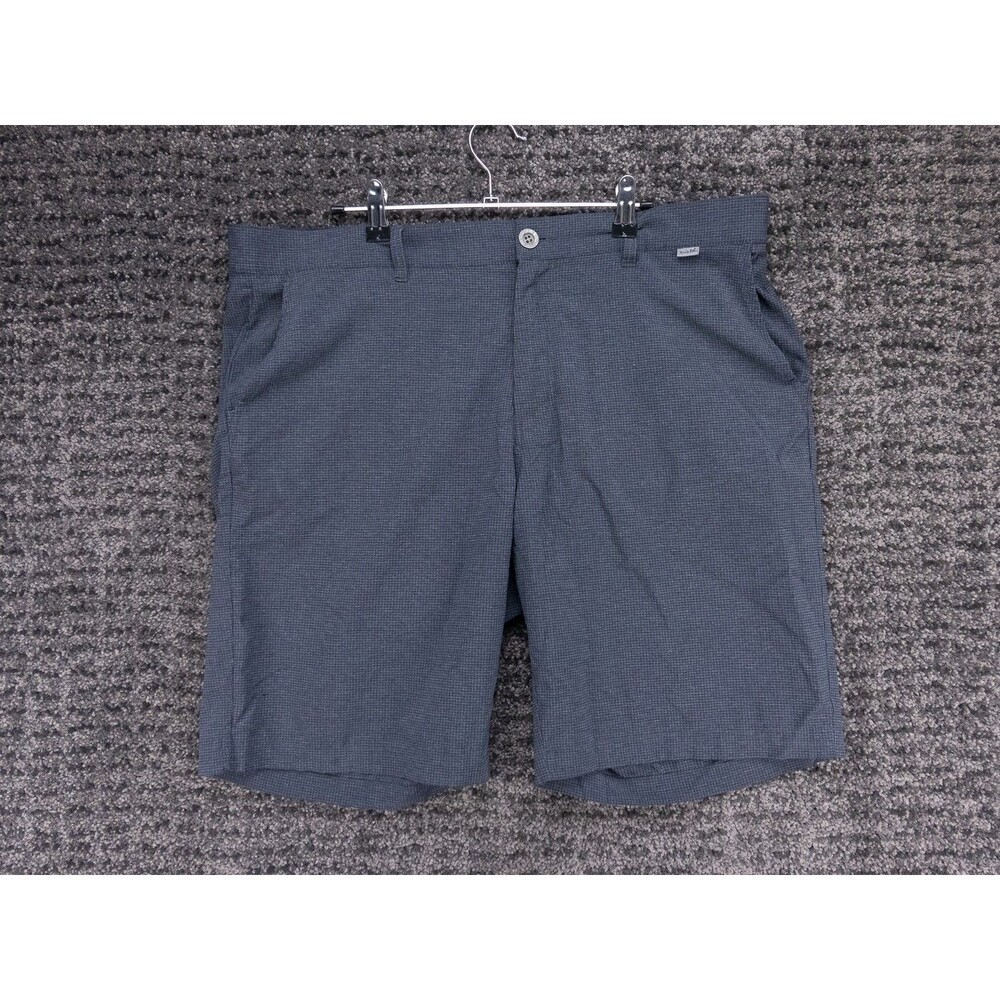 Travis Mathew Shorts Mens 38 Gray Micro Gingham Performance Stretch Chino Golf